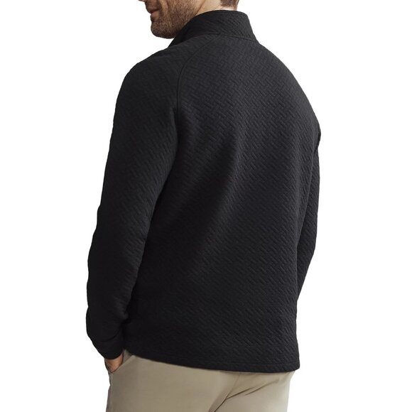 Rhone Men's Weekender Pullover Quilted Sweater 4 Snap Mockneck Side Zip Up Black - Picture 2 of 5